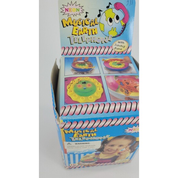 Neon Musical Earth Telephone with Saving Bank Vintage Retro Kids Toy w/ Box - Picture 8 of 12